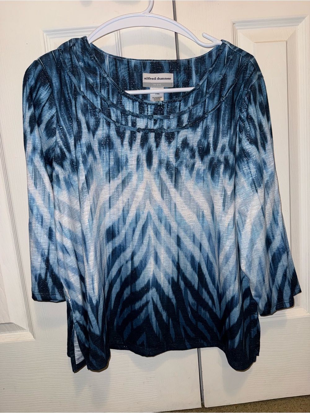 Alfred Dunner Blue Ombre Animal-Print Long Sleeve Top